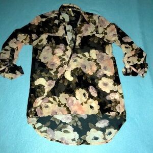 LOVE 4 TRUTH floral wrap semi sheer snap closure hi-low tunic NEW size S